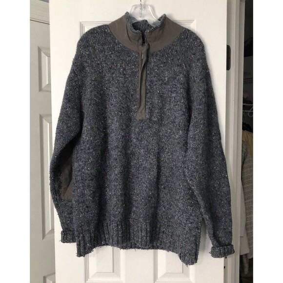 Vintage Columbia Sz XL Wool Sweater Men’s Gray Quarter Zip Fisherman Grandpa - Picture 2 of 9